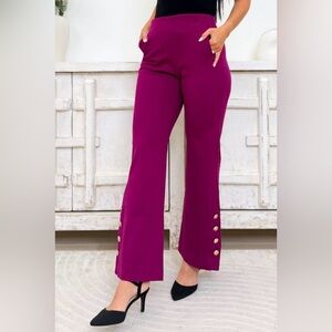 ✨NWT Dear Scarlett Merlot Button-Detail Super Stretch Magic Pants